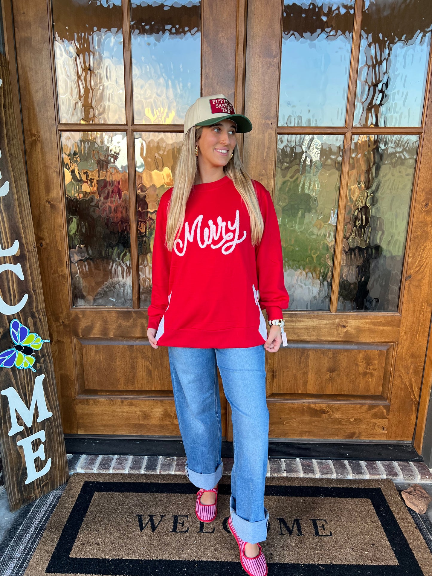 The Lakelyn Red Merry Sweatshirt