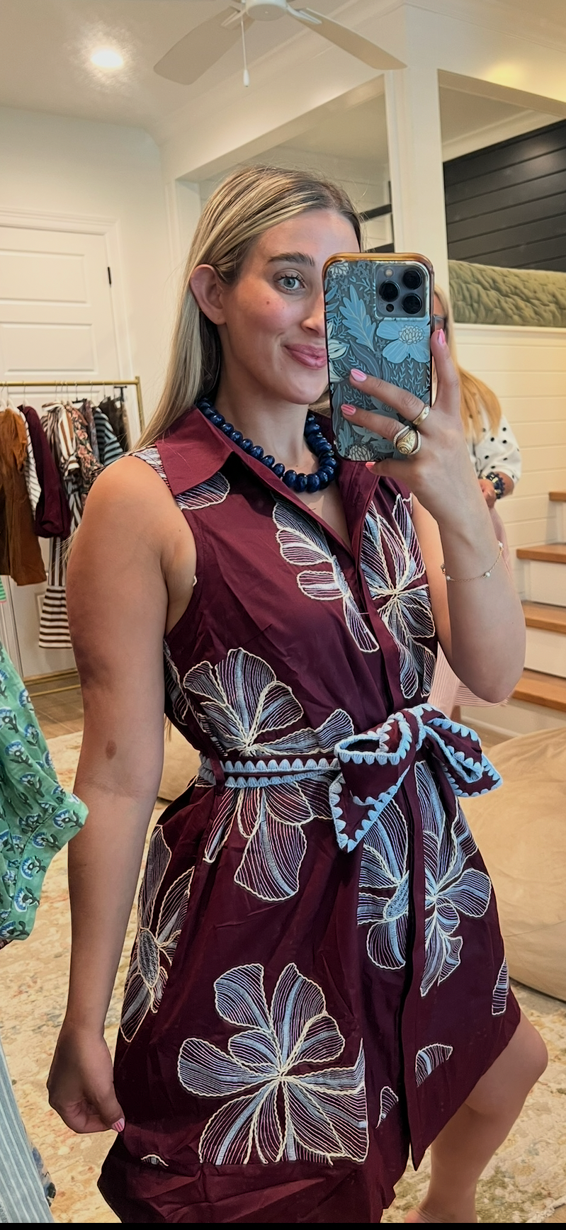 The Serena Wine Entro Embroidery Dress