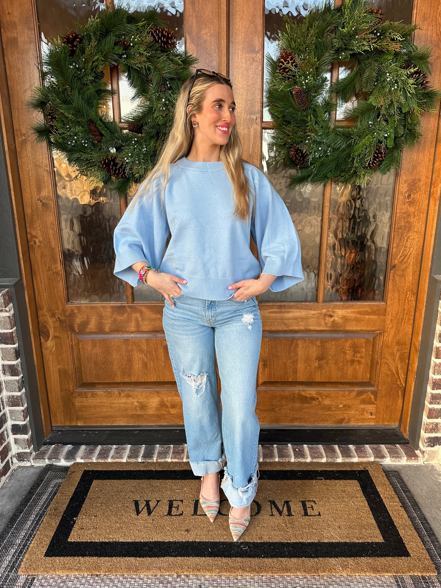 The Luna Light Blue Raglan Sweater