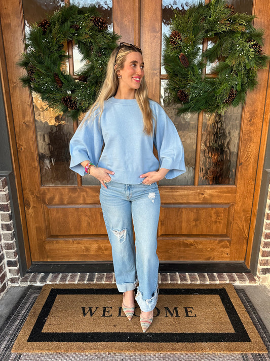 The Luna Light Blue Raglan Sweater