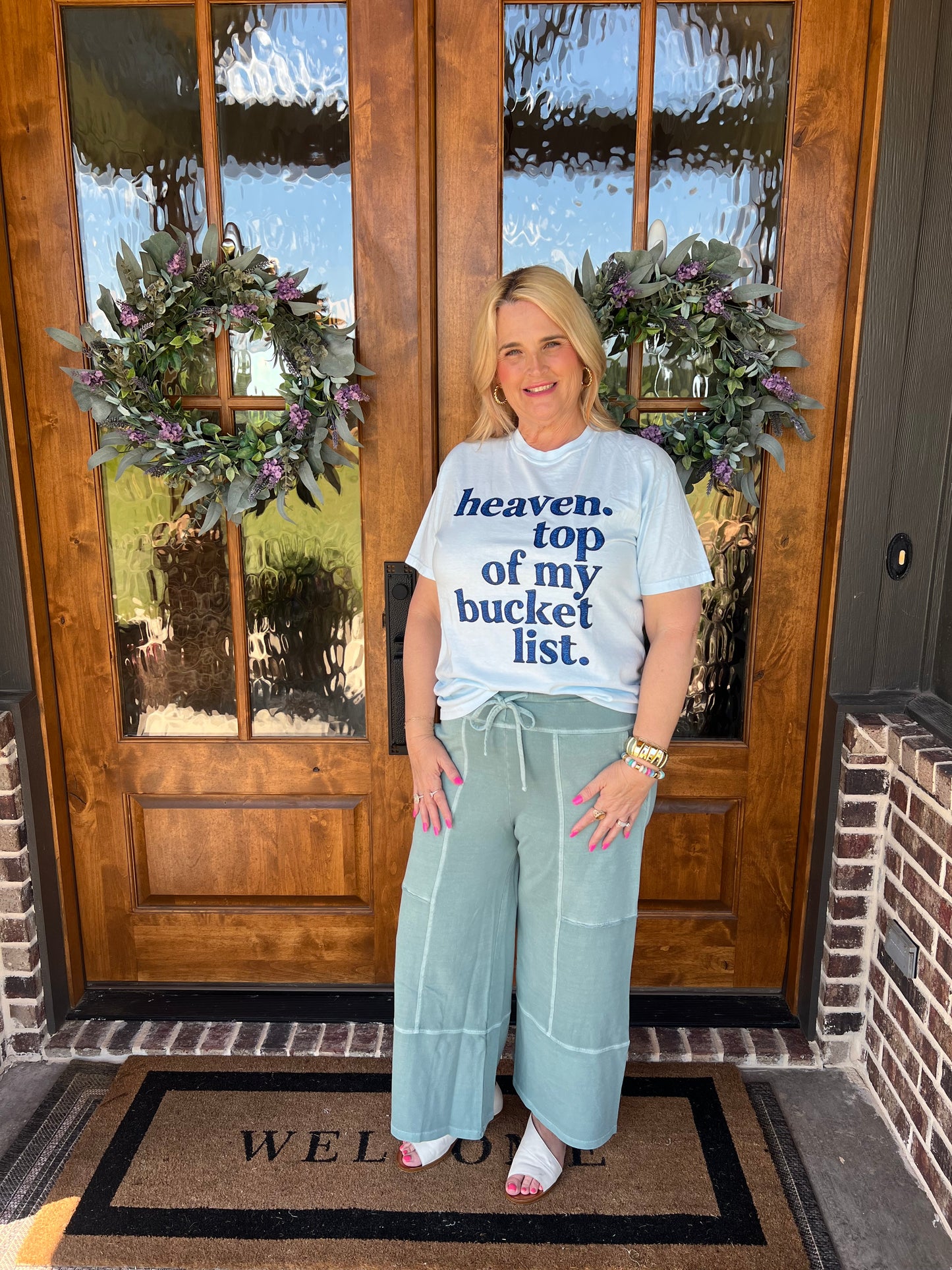 The Ashlin French Terry Washed Wide Leg Pants