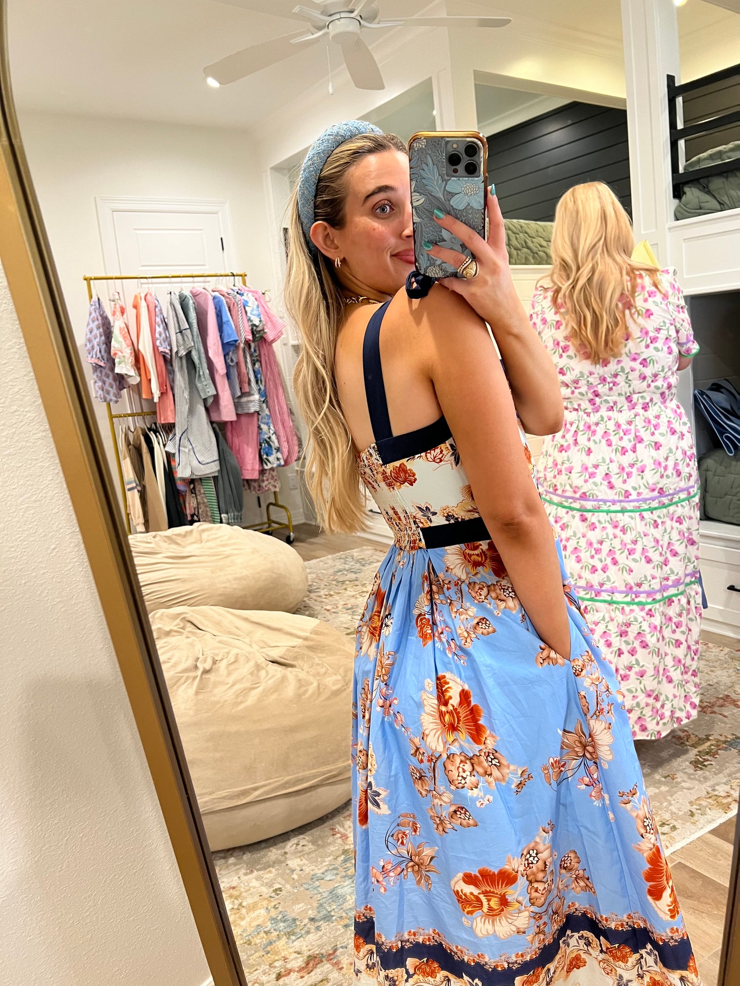 The Hattie Navy Floral Print Tie Strap Dress