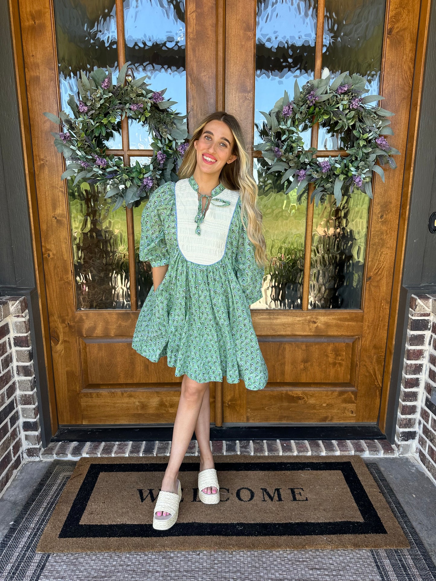 The Landry Green/Blue Floral Dress