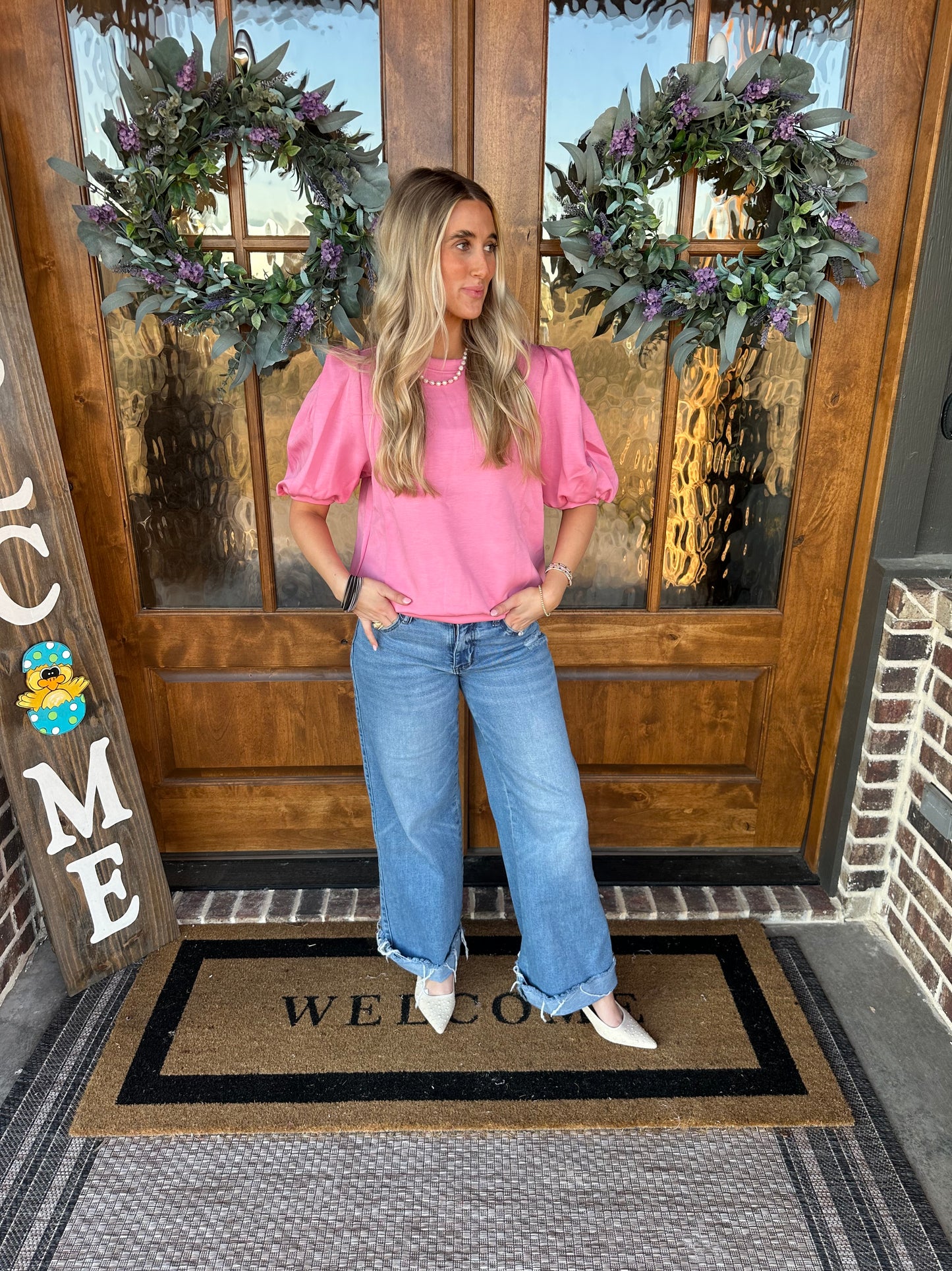 The Mia Pink Short Puff Sleeve