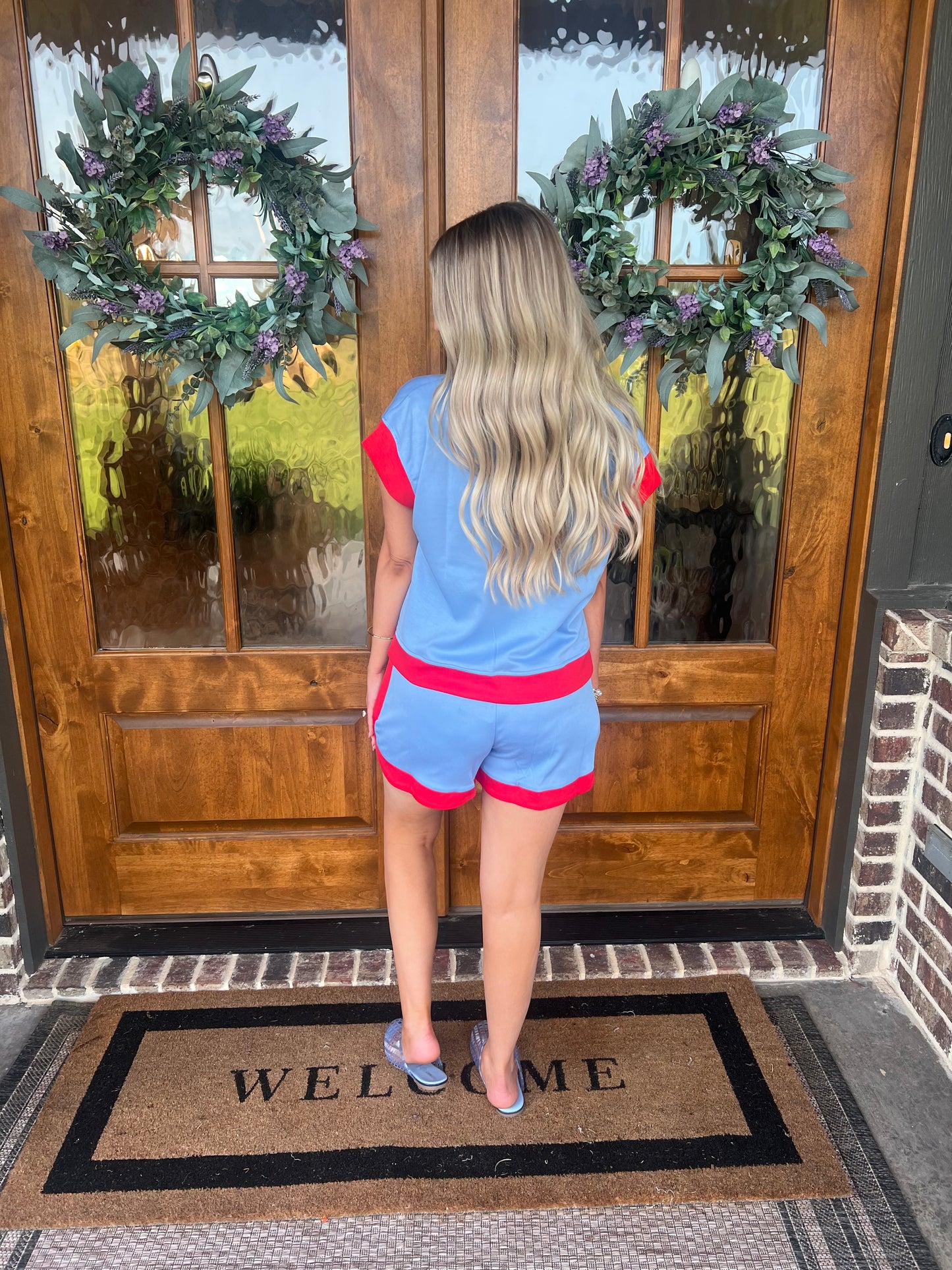 The Becky Blue/Red Short Set