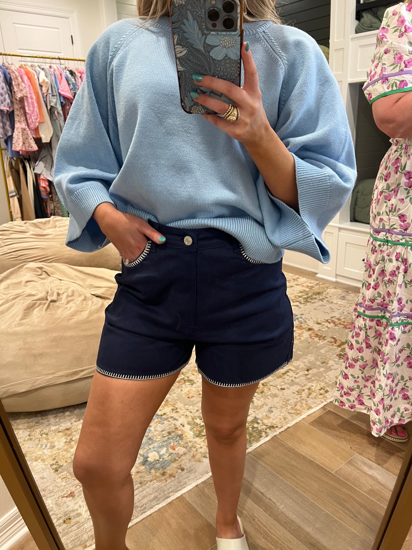 The Clara Navy Woven Shorts