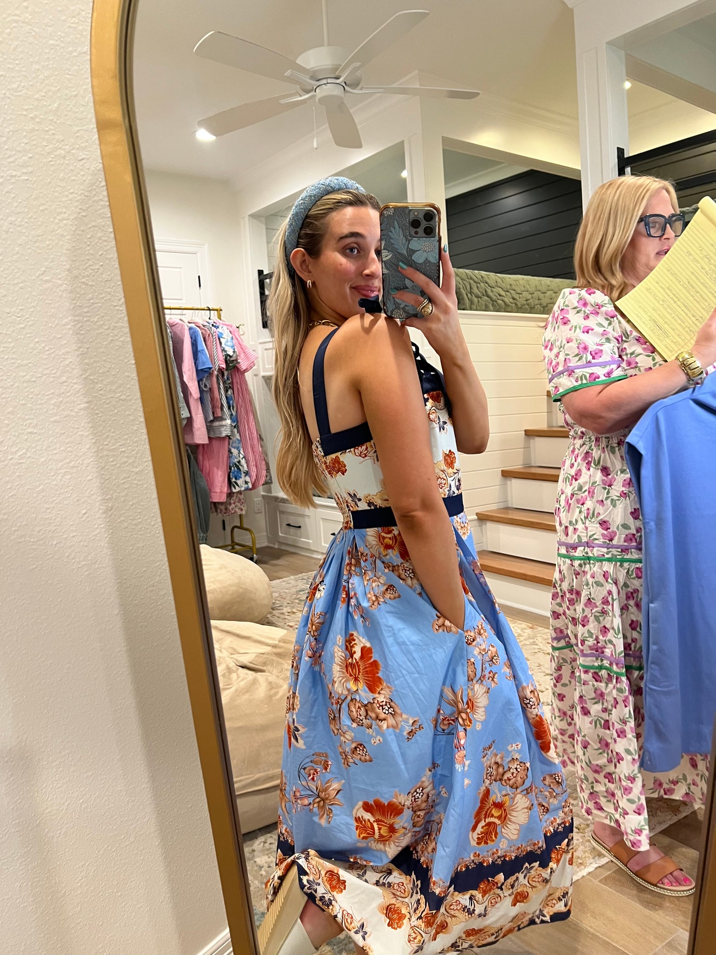 The Hattie Navy Floral Print Tie Strap Dress