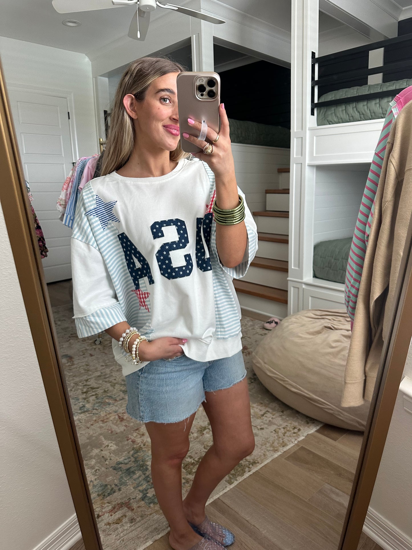 The Grace USA Patchwork Oversized Top