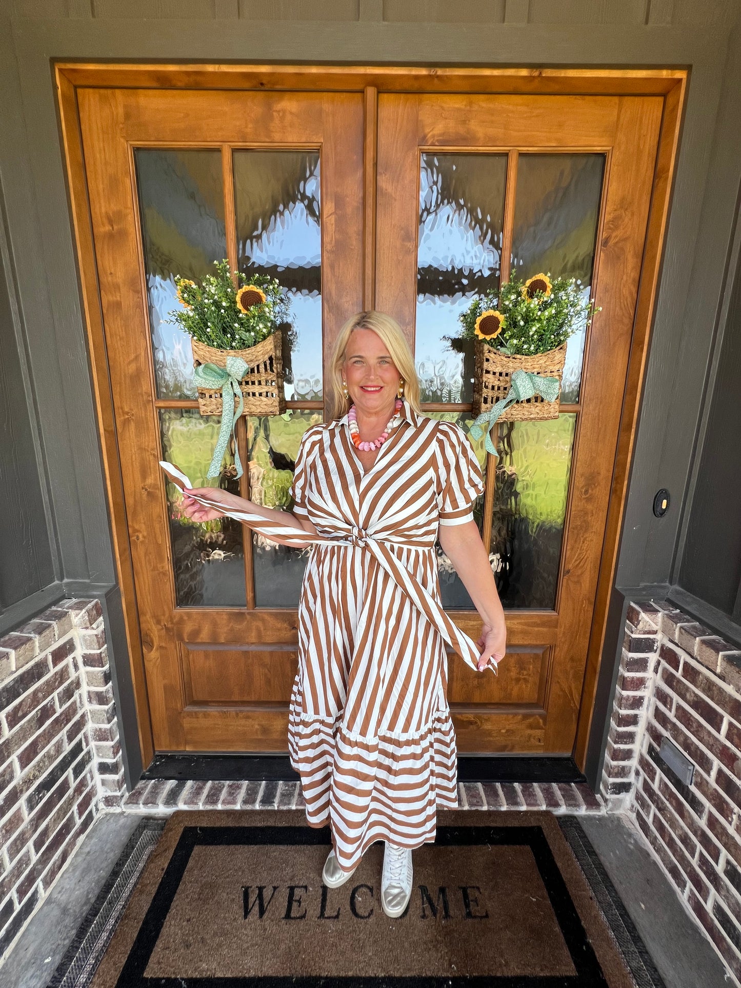 The Patty Brown/White Striped Dress