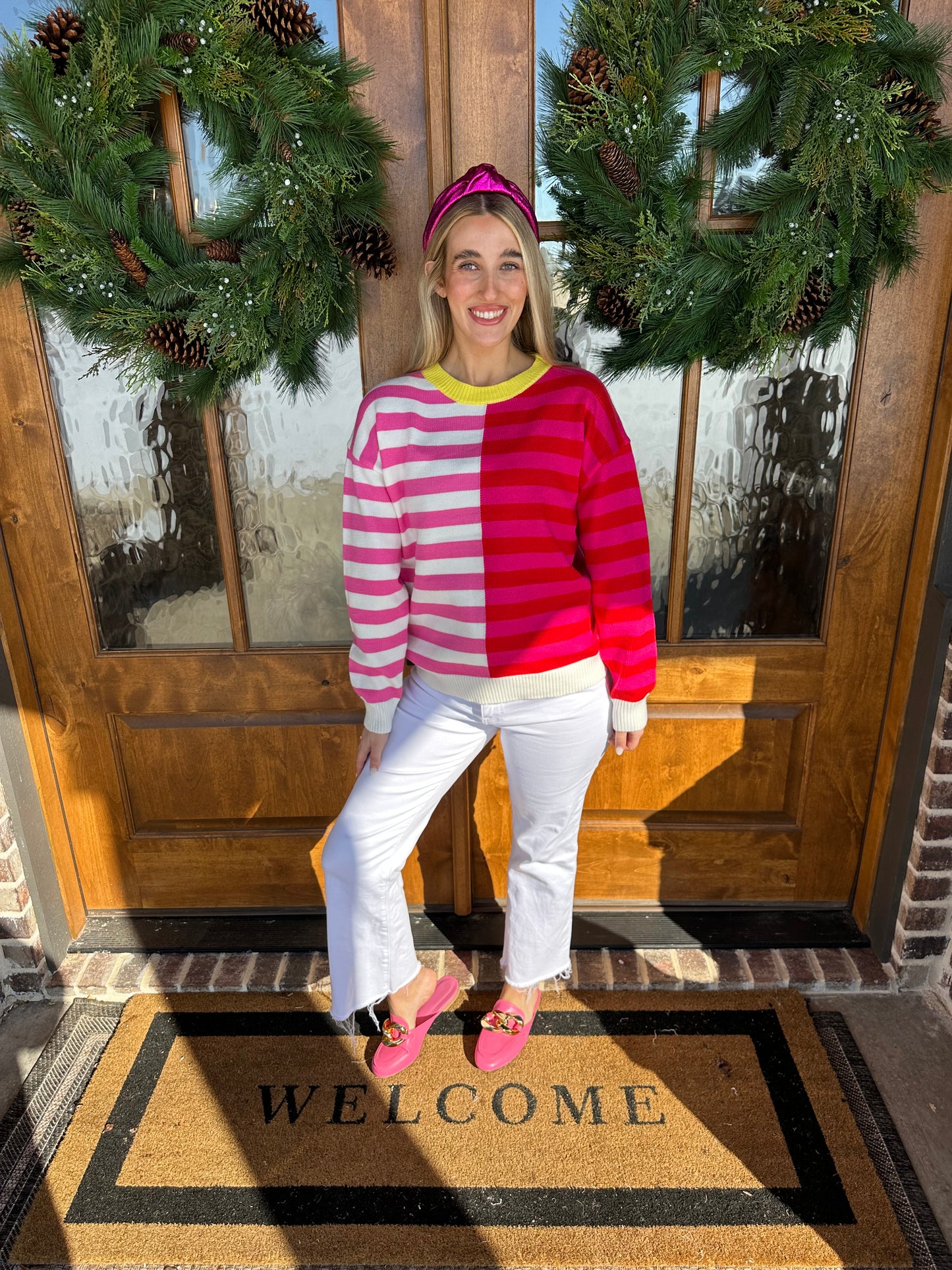 The Mitzi Striped Pink/Red Sweater