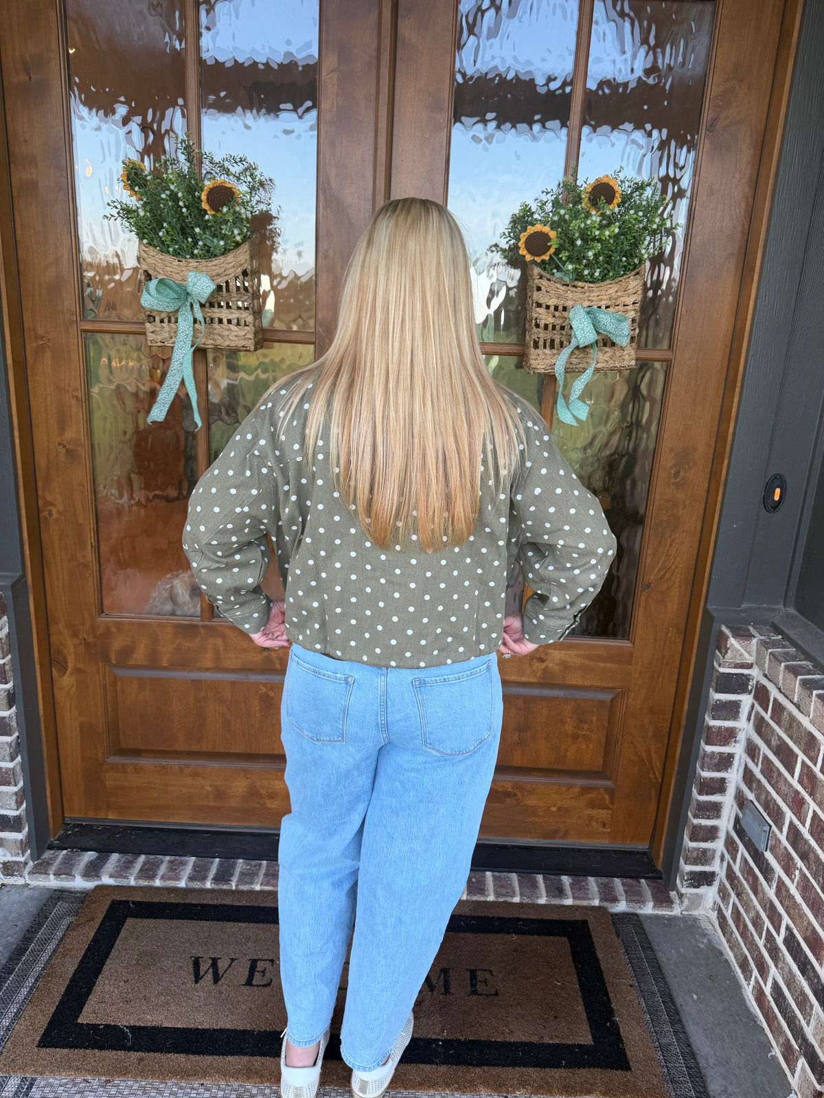 The Olive Polka Dot Entro Denim Jacket