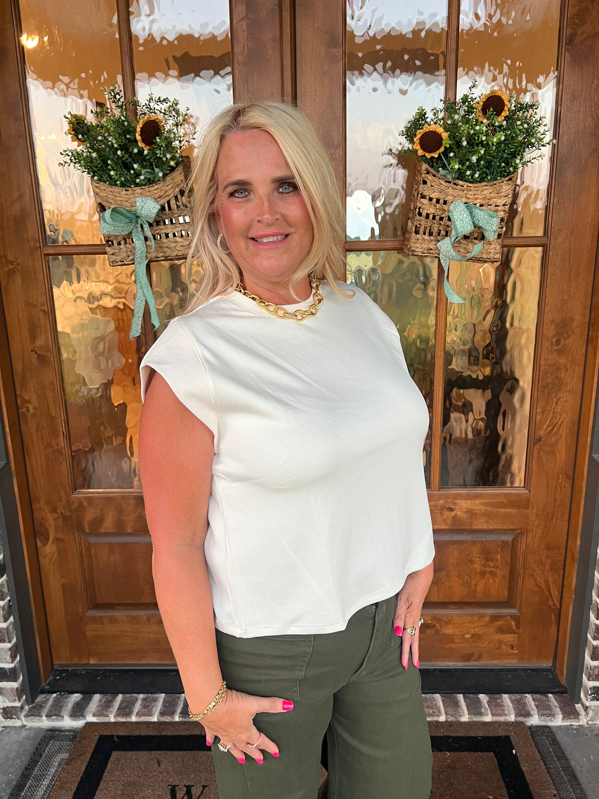 The Evie Ecru Sleeveless Top