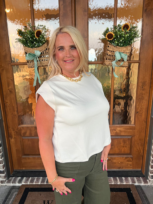 The Evie Ecru Sleeveless Top