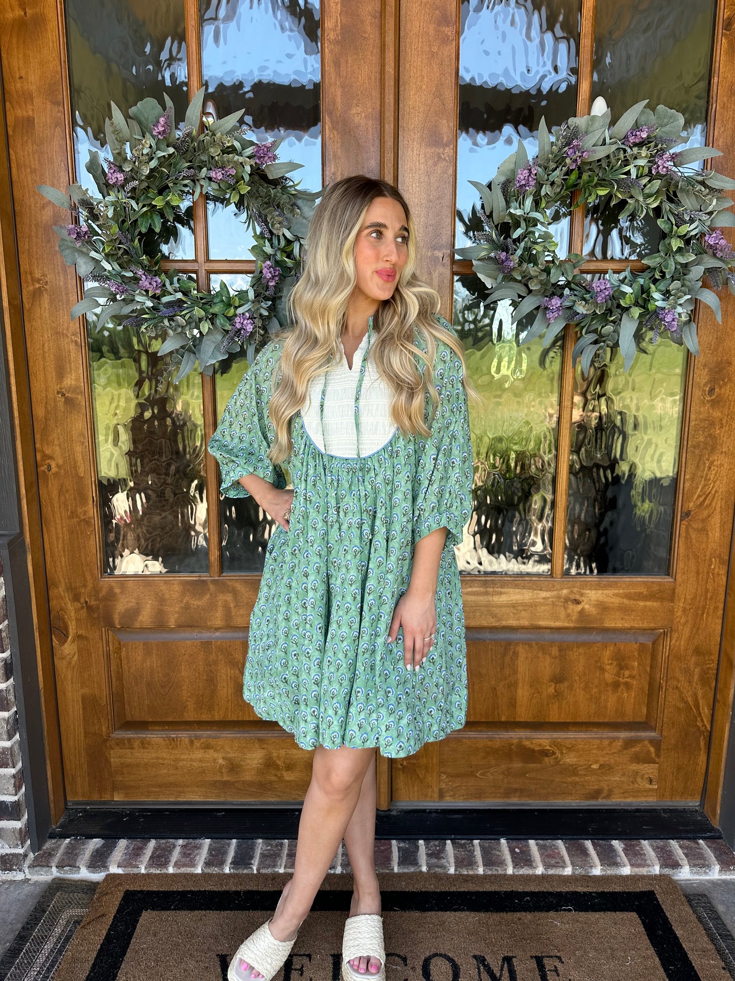 The Landry Green/Blue Floral Dress