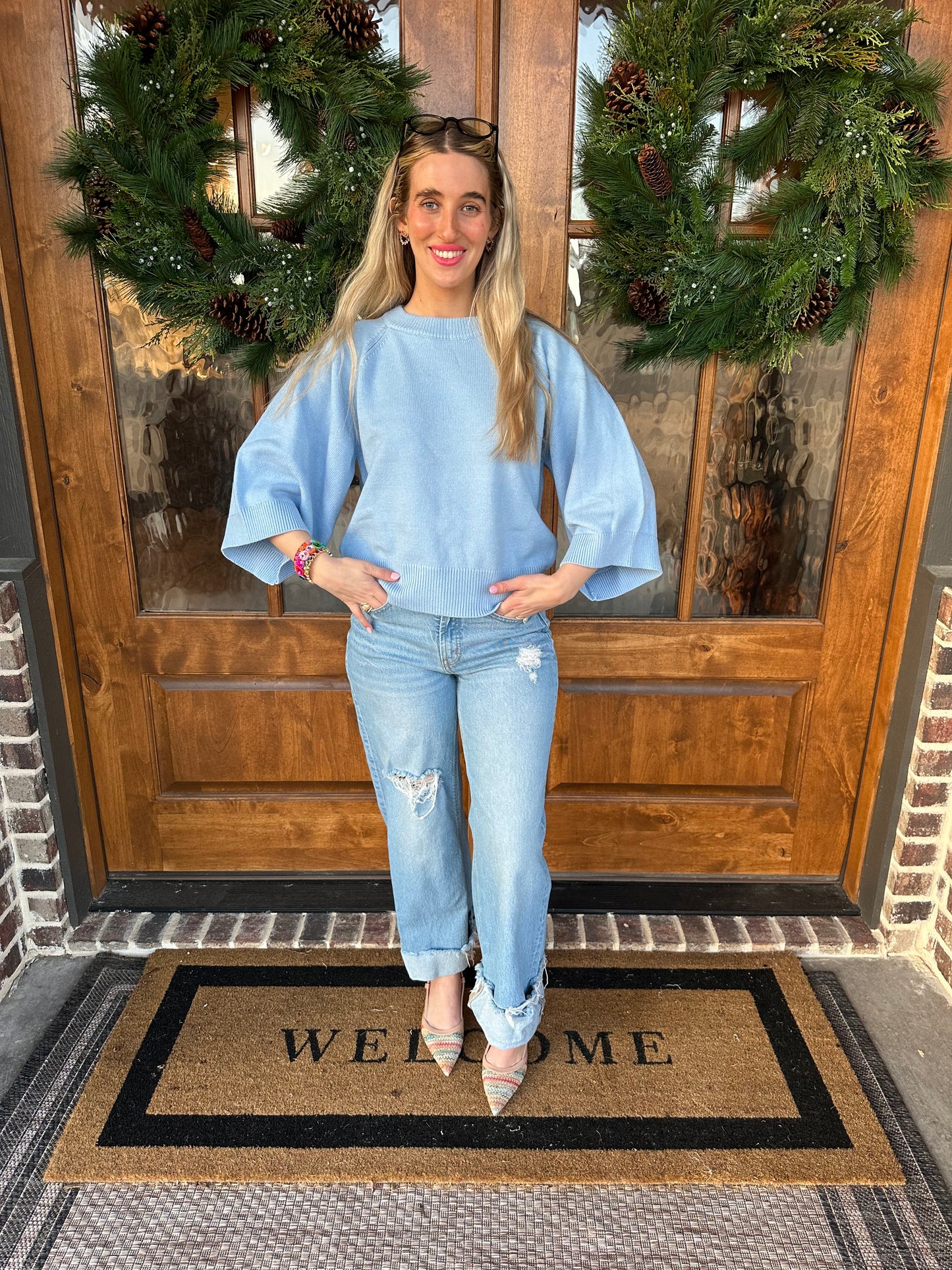 The Luna Light Blue Raglan Sweater