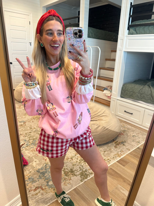 The Hannah Red Gingham Merry Shorts