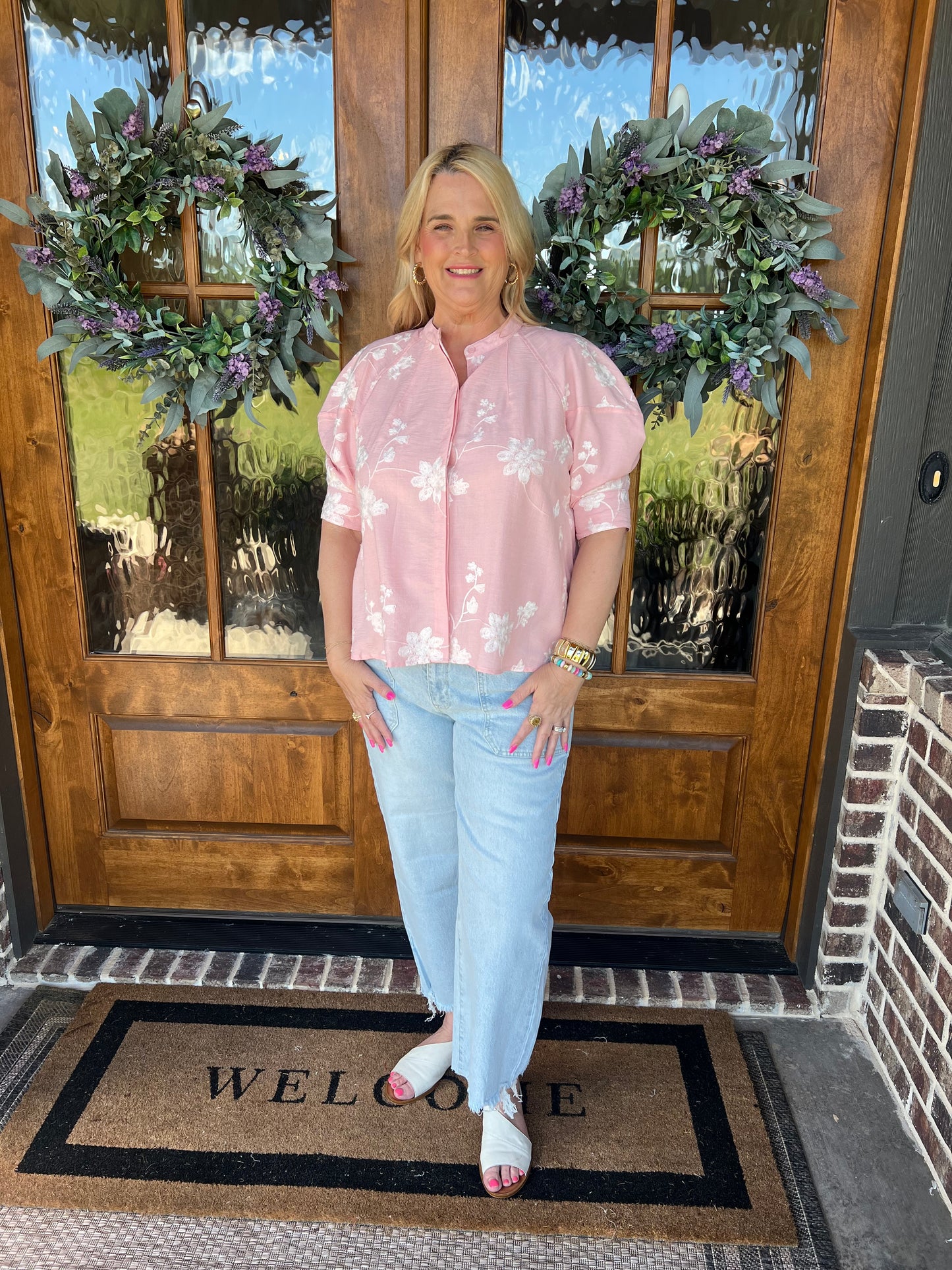 The Avery Pink Boho Printed Blpuse