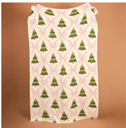 Christmas Luxe Blanket With Trees & Bows