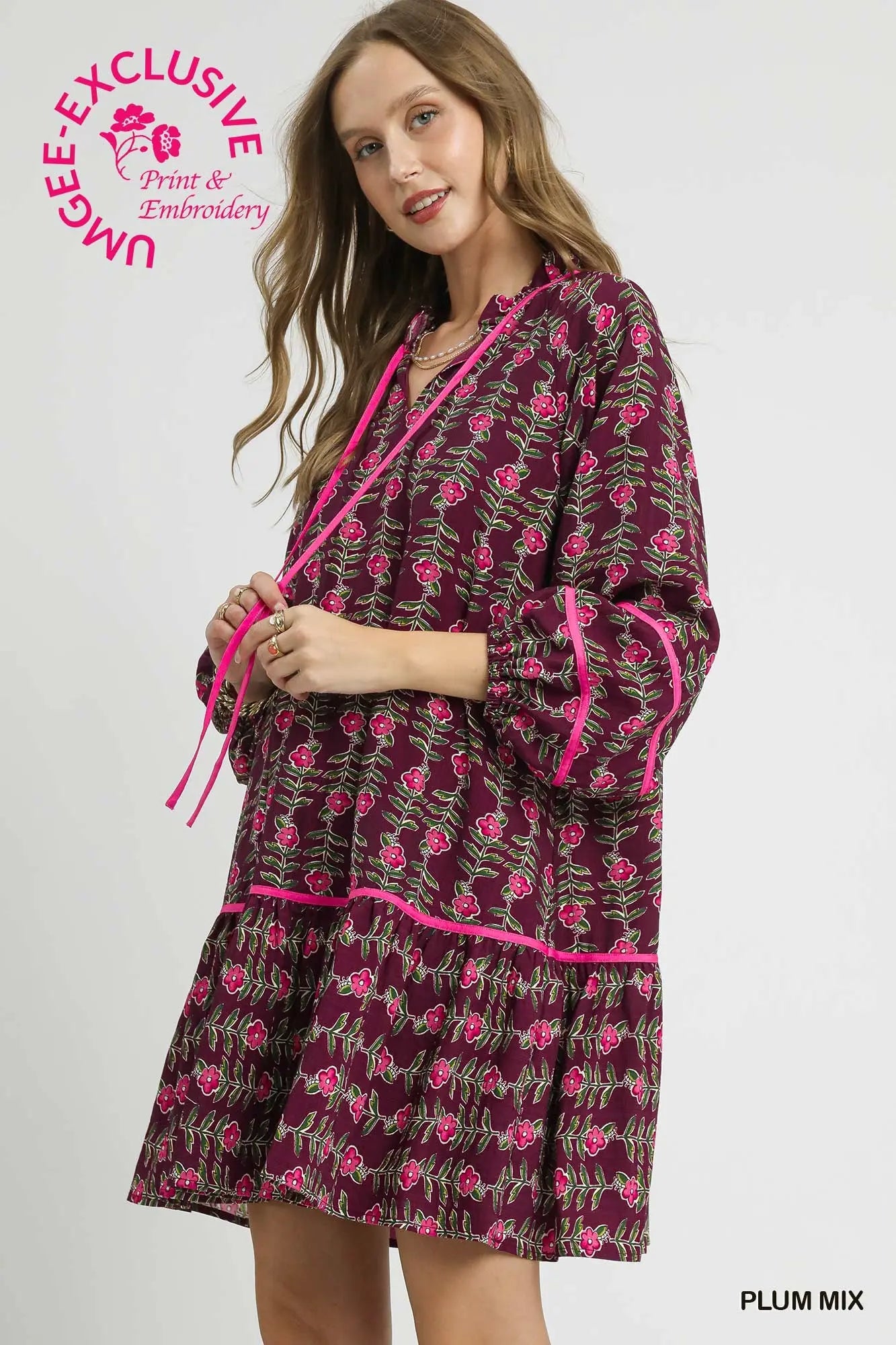 The Ellie Floral Vine Boho Tunic Dress
