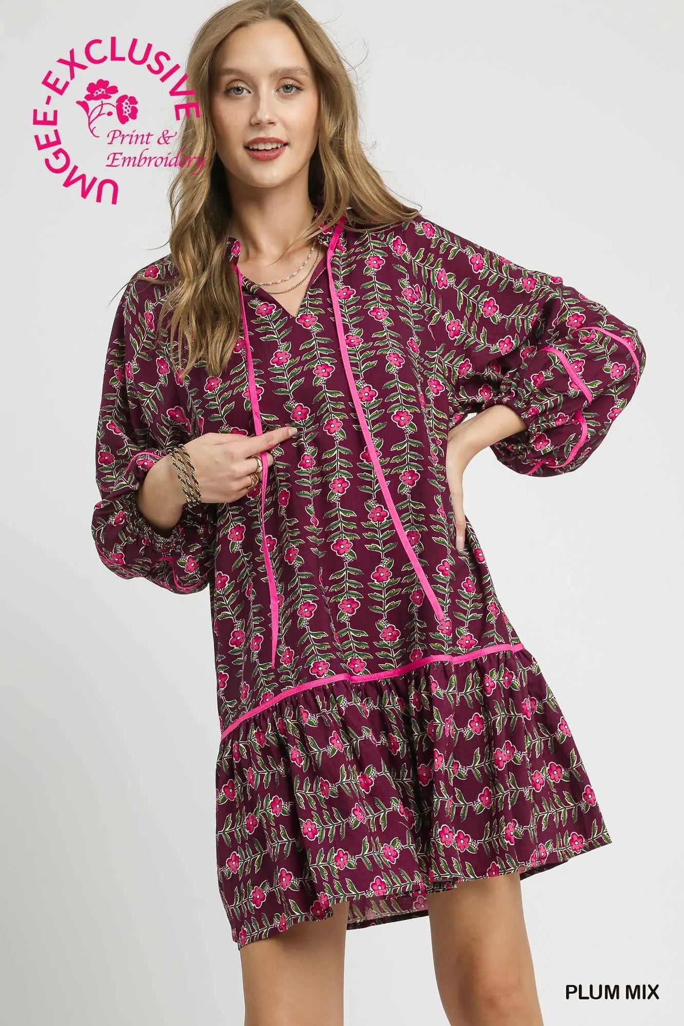 The Ellie Floral Vine Boho Tunic Dress