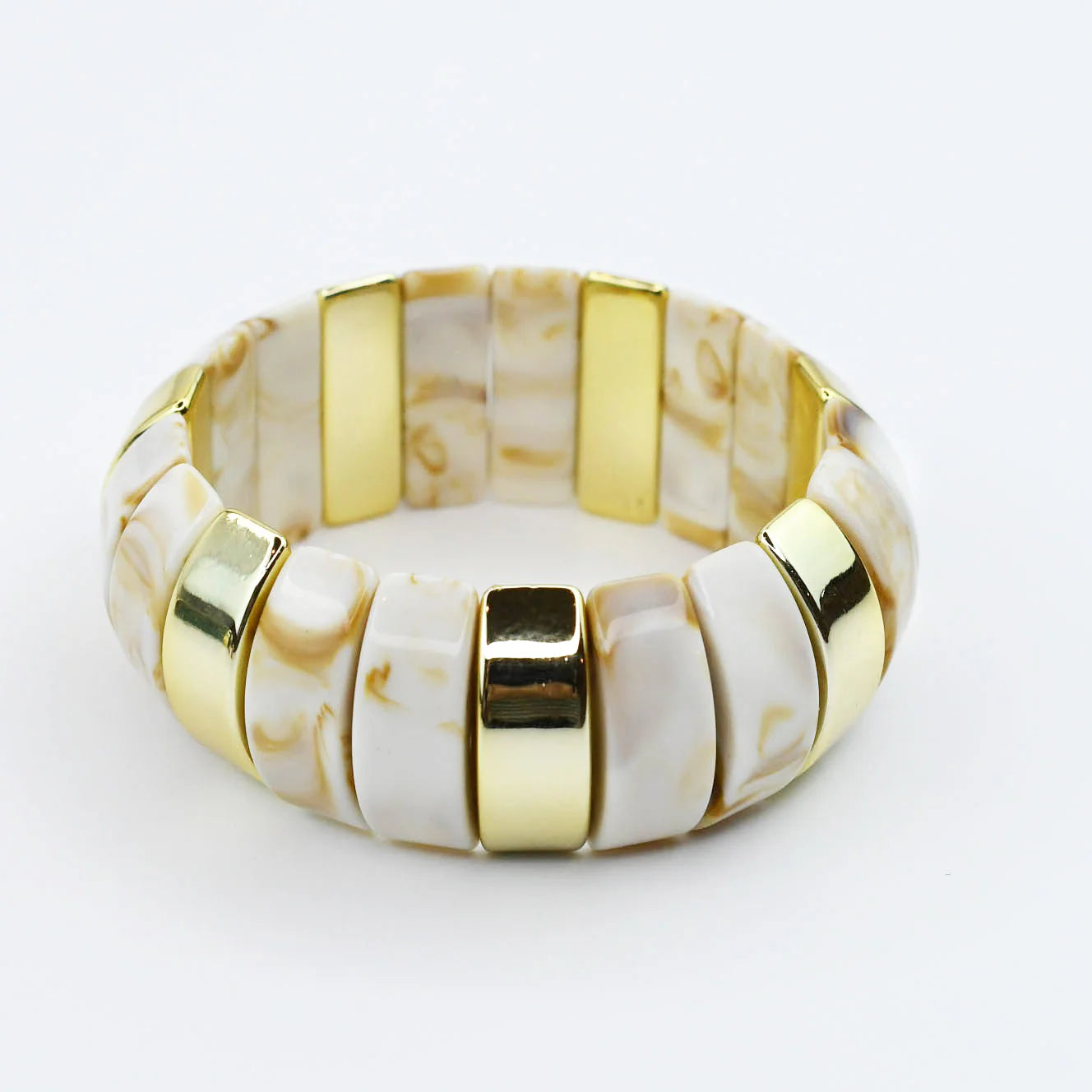 The Bev Chunky Resin & Marble Cream Bracelet
