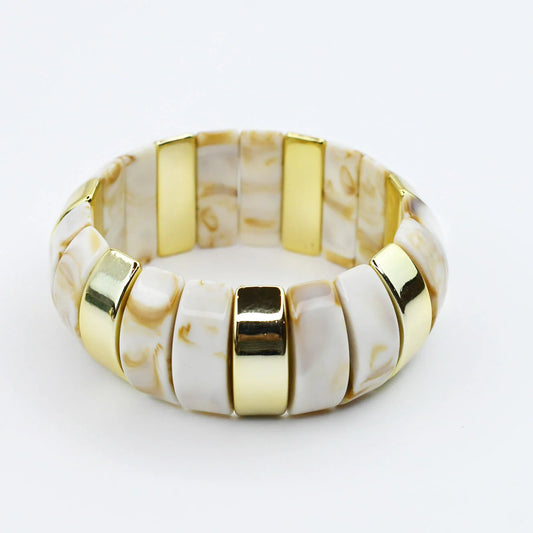 The Bev Chunky Resin & Marble Cream Bracelet