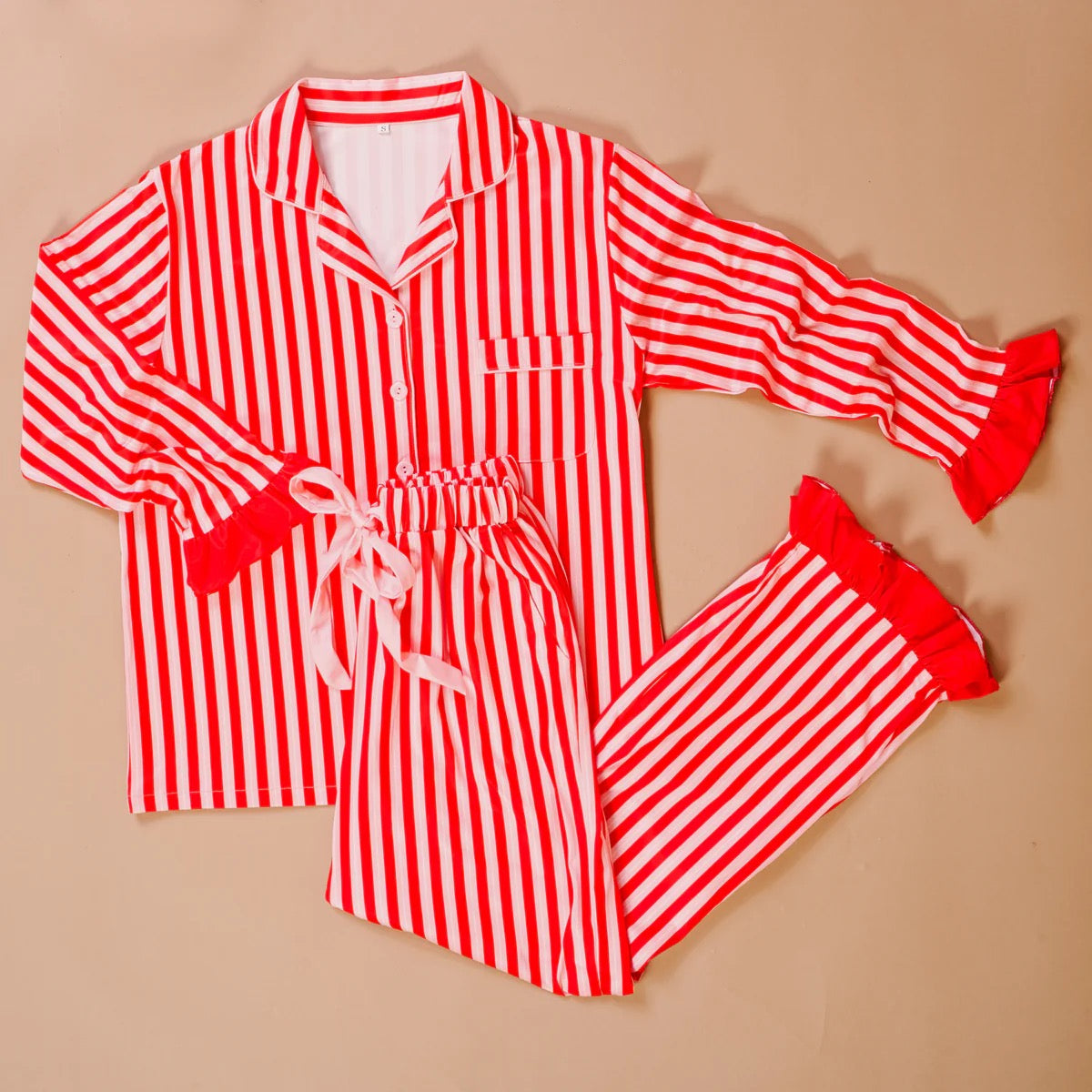 The Kylie Peppermint Striped Pajama Set