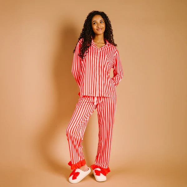 The Kylie Peppermint Striped Pajama Set