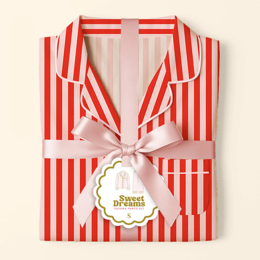 The Kylie Peppermint Striped Pajama Set