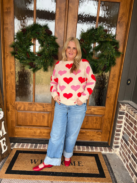 The Cupid Heart Embroideries Sweater
