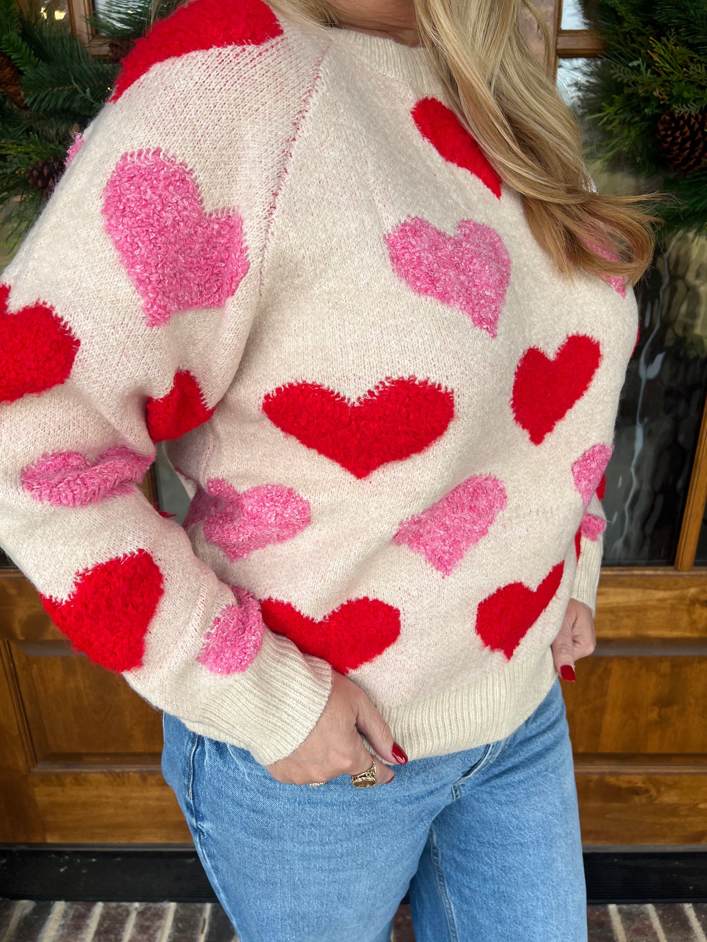 The Cupid Heart Embroideries Sweater