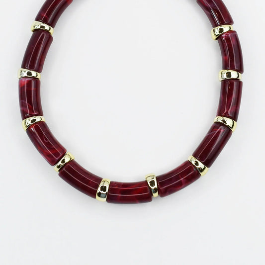 The Chloe Chunky Necklace-Black/ Maroon