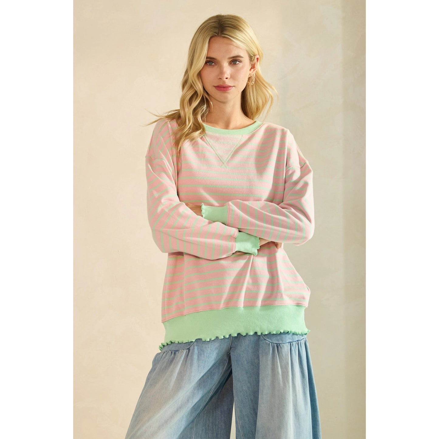 The Natalie Striped Knit Long Sleeve Top