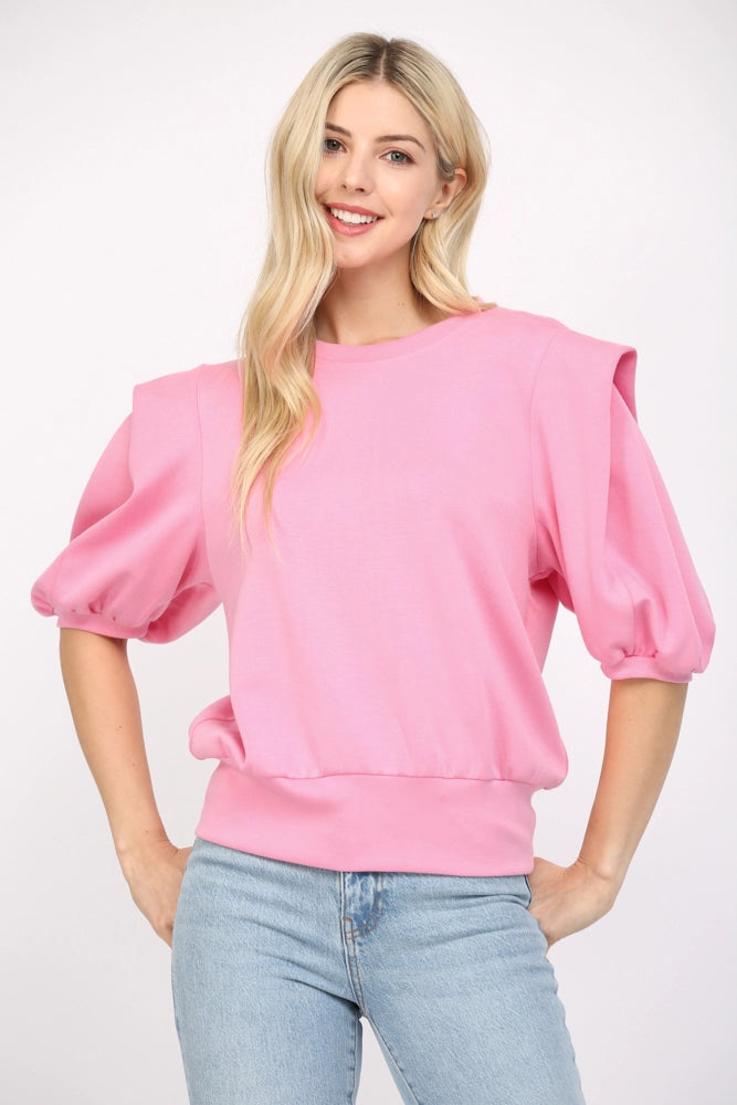 The Mia Pink Short Puff Sleeve