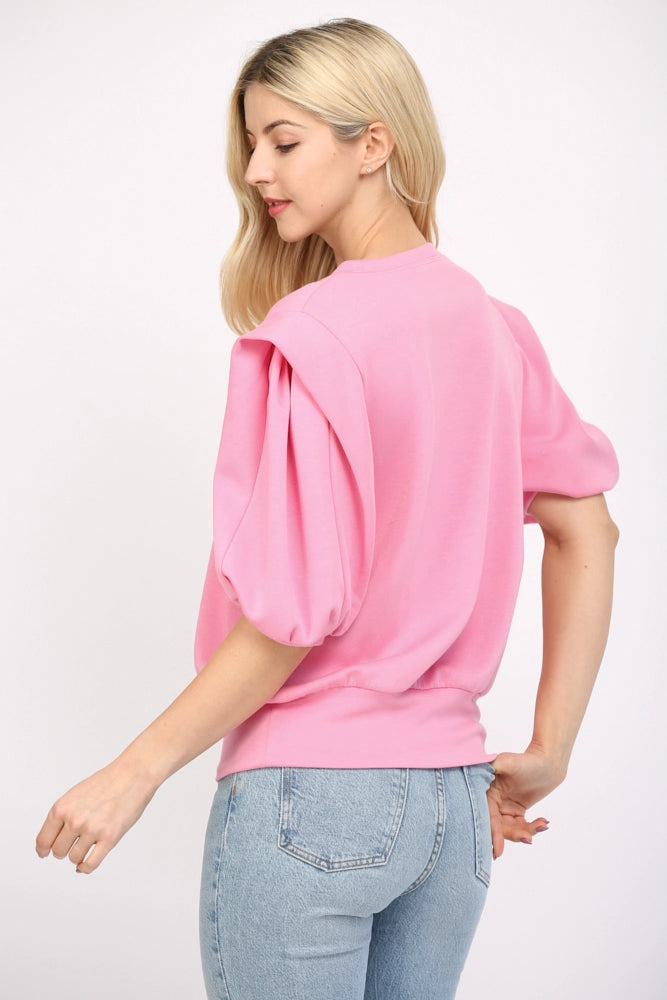 The Mia Pink Short Puff Sleeve