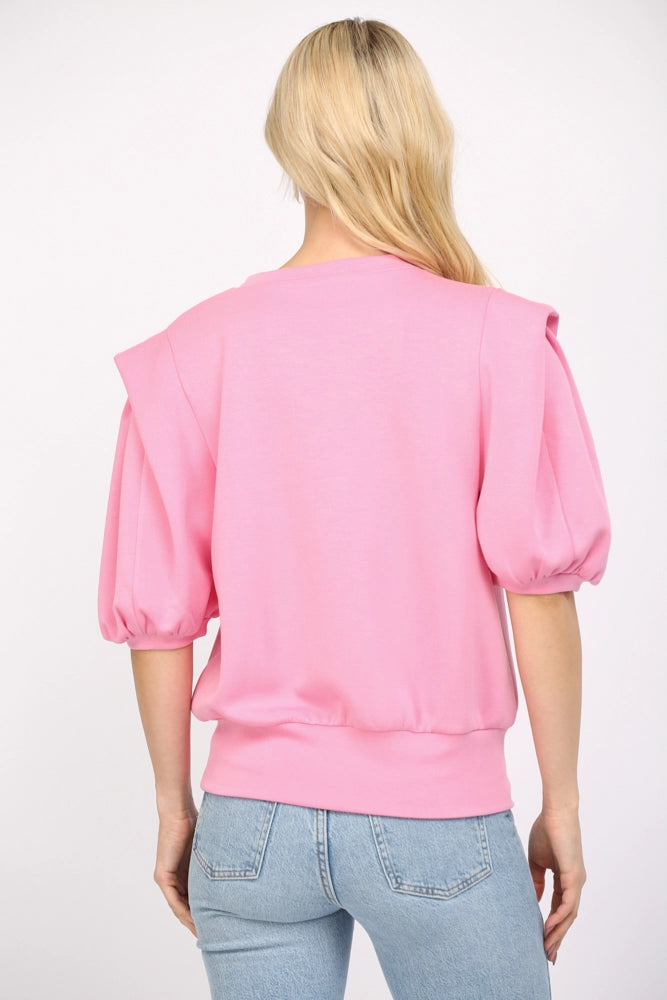The Mia Pink Short Puff Sleeve