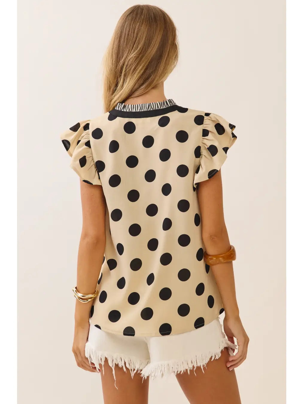 The Lizzie Polka Dot Flutter Sleeve Top