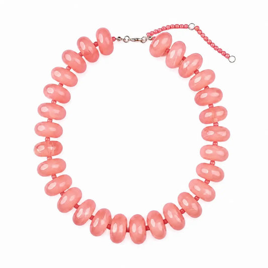 The Lucy Polished Bead Statement Necklace | Pink