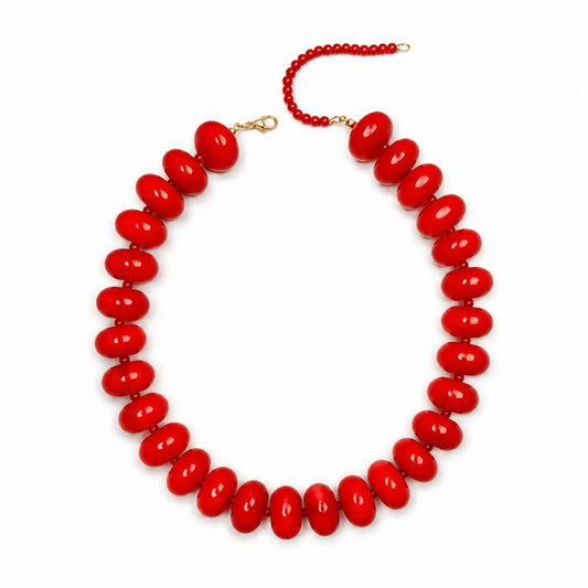 The Isla Polished Bead Statement Necklace | Red