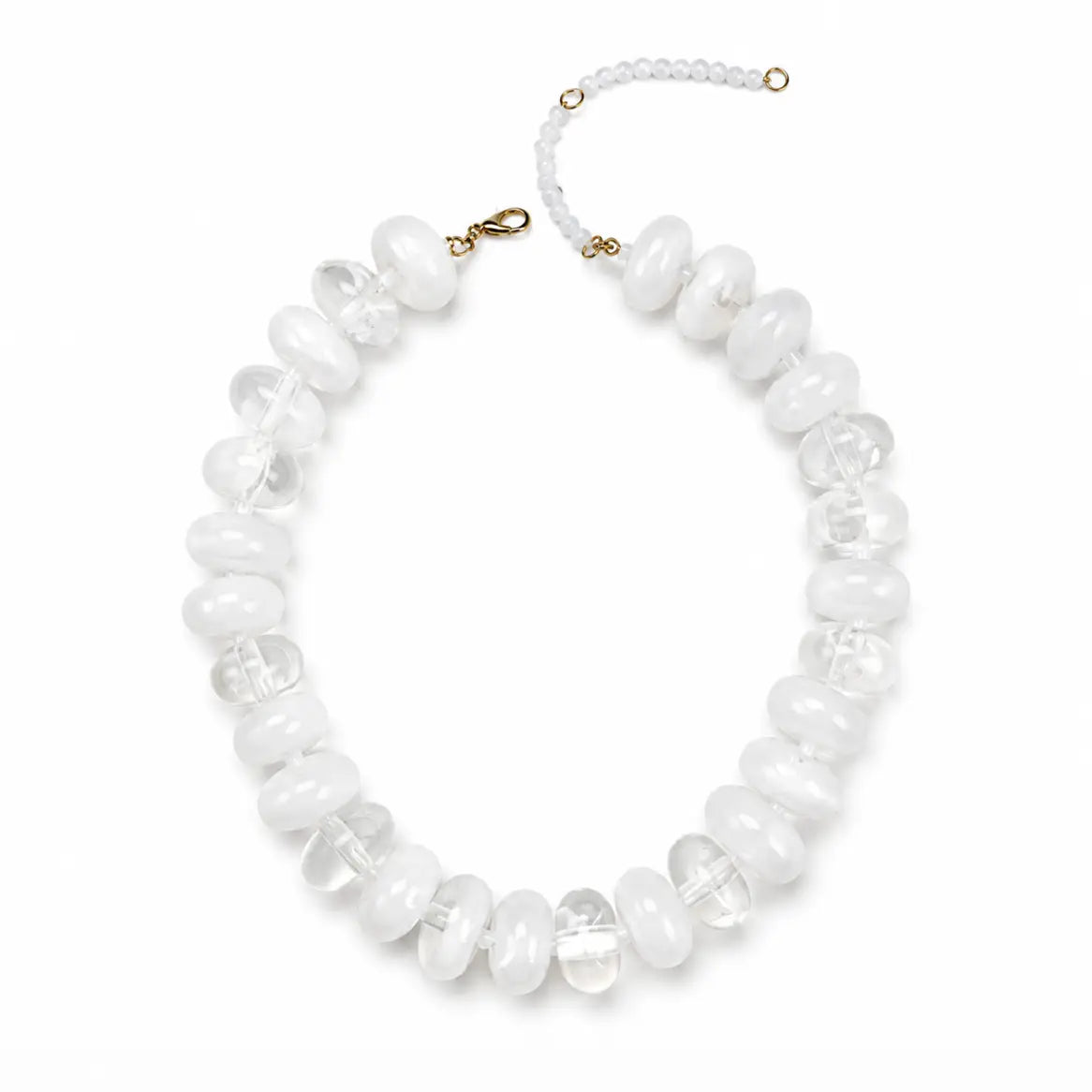 The Emily Polished Bead Statement Necklace | White