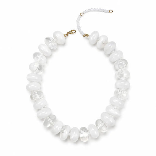 The Emily Polished Bead Statement Necklace | White