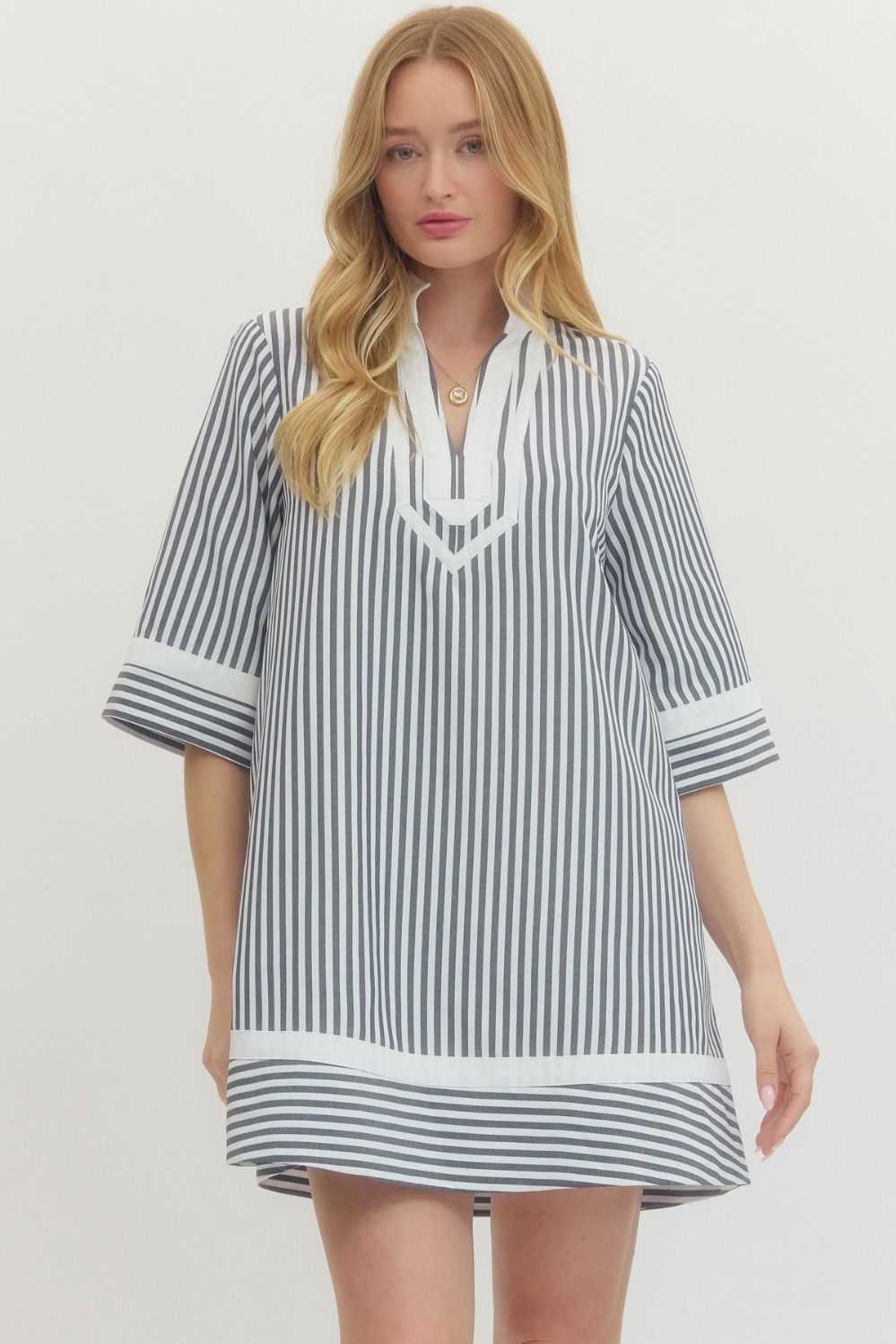 The Harper Black Striped Mini Dress