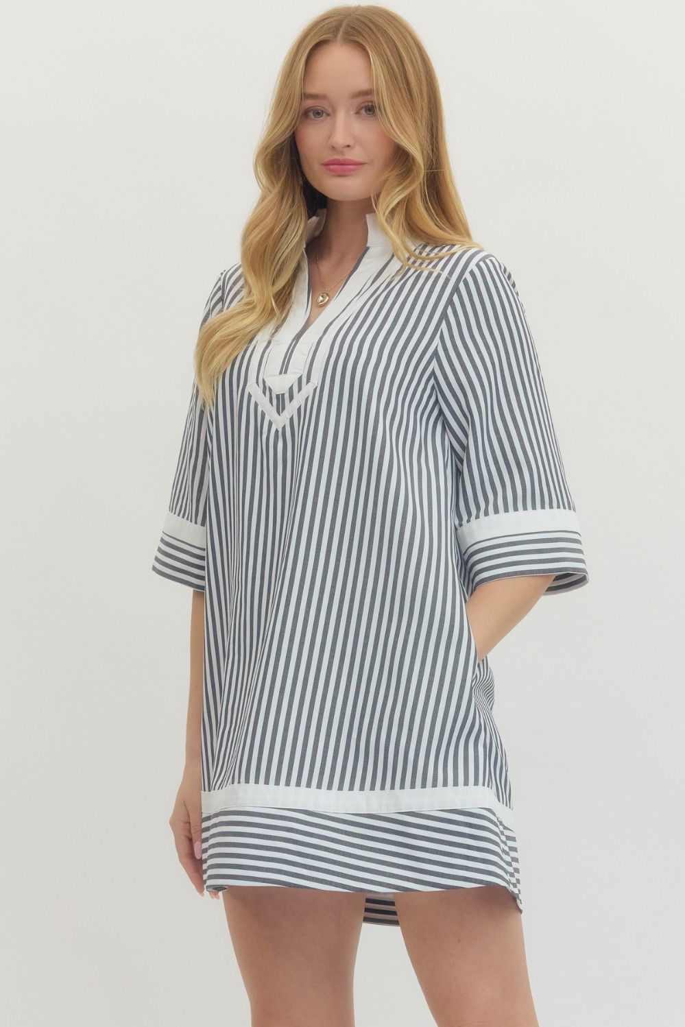 The Harper Black Striped Mini Dress