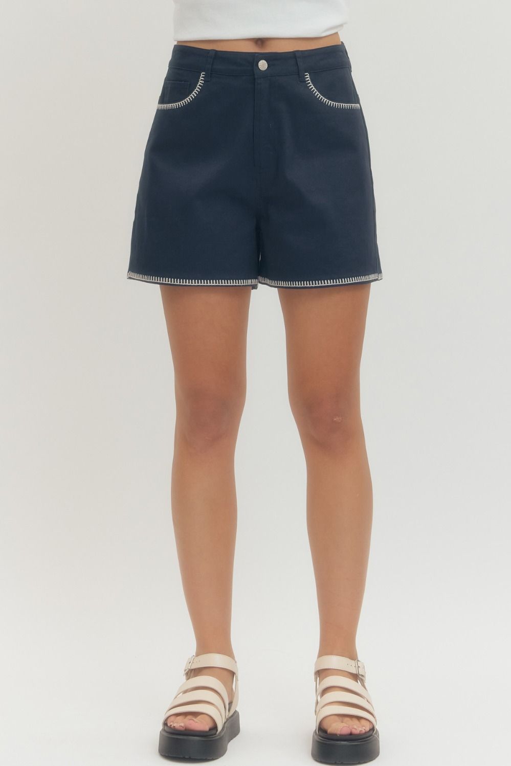The Clara Navy Woven Shorts