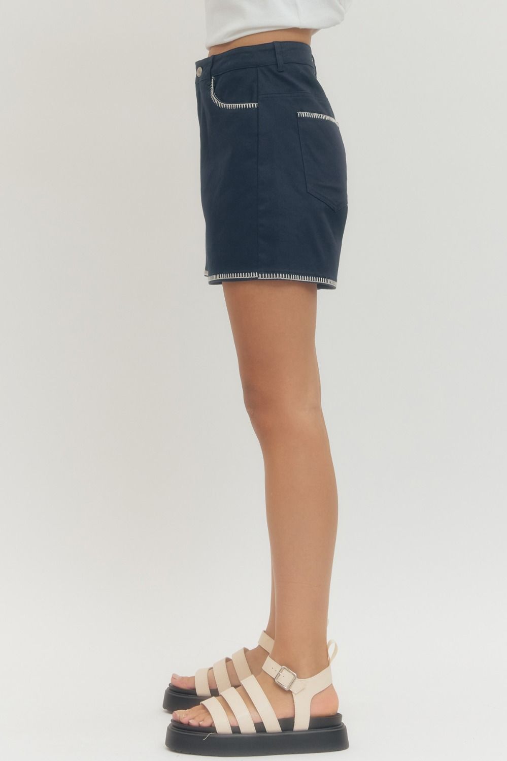 The Clara Navy Woven Shorts