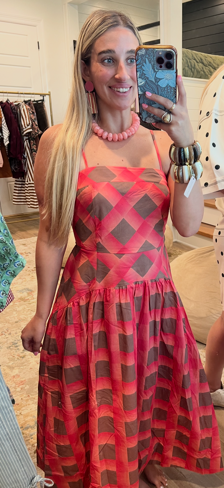 The Haley Coral/Brown Midi