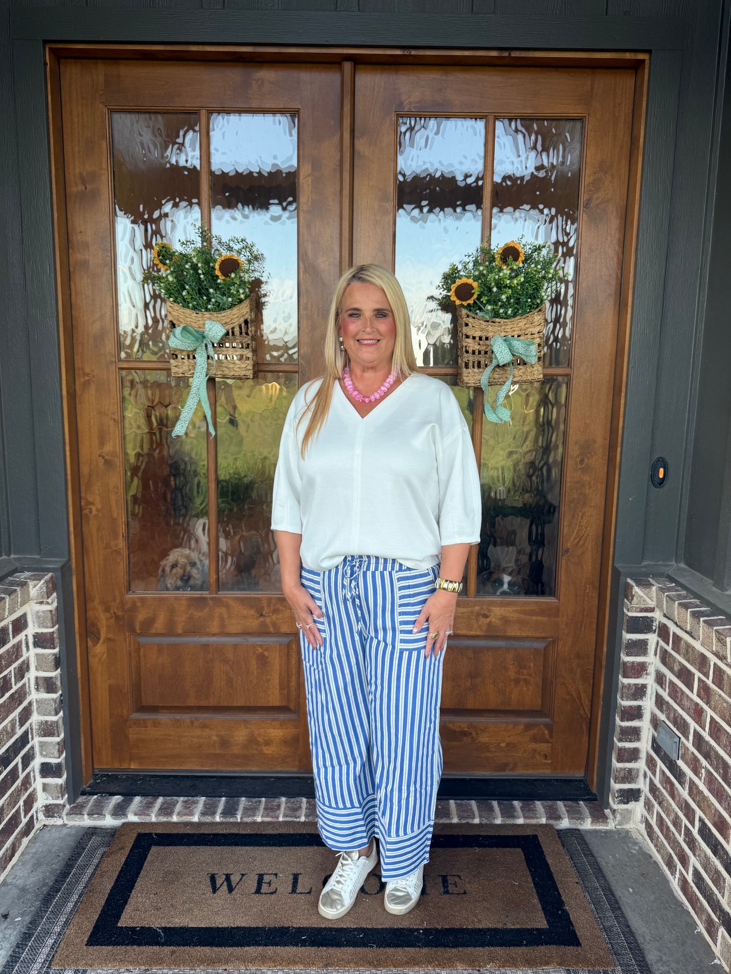 The Kayla Woven Striped Wide Leg Pants