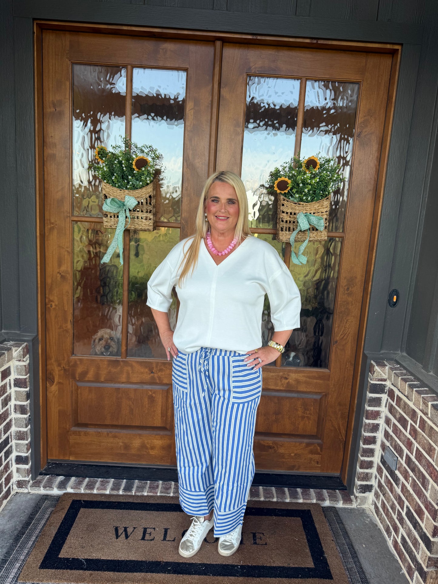 The Kayla Woven Striped Wide Leg Pants