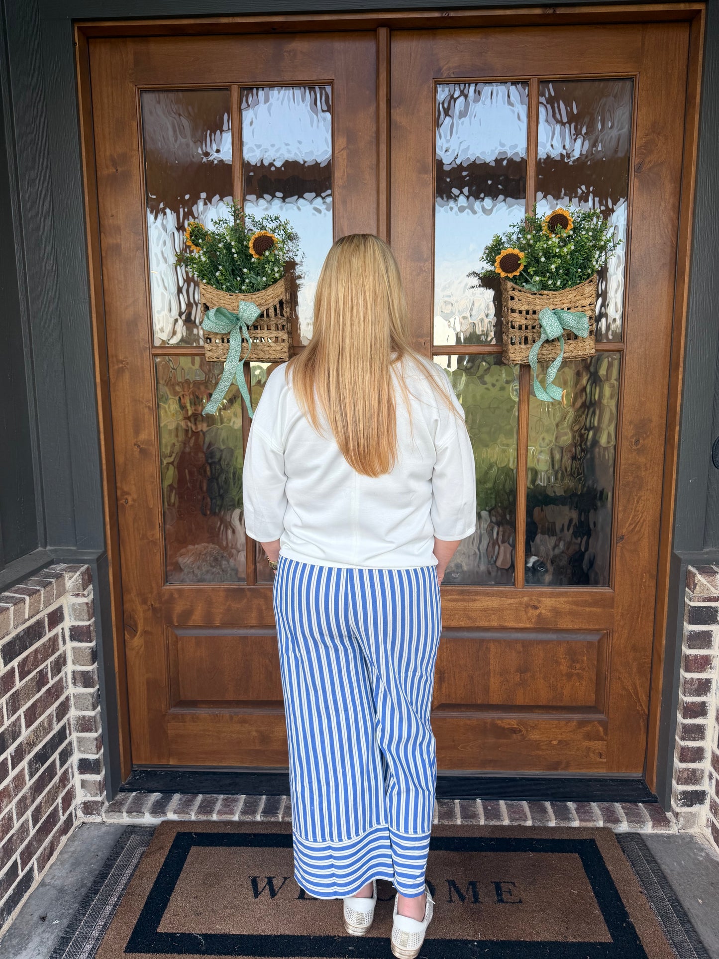 The Kayla Woven Striped Wide Leg Pants