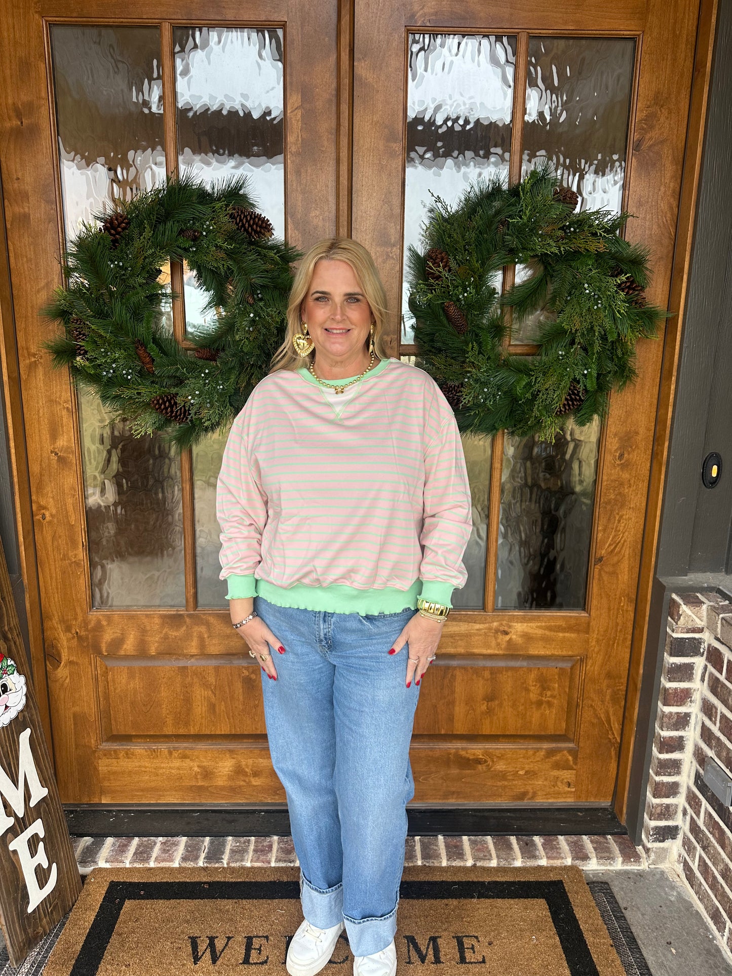 The Natalie Striped Knit Long Sleeve Top